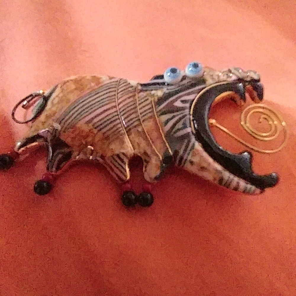Ceramic opened mouth Rhino Pin